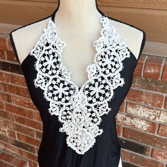 Blooming Jelly Vintage One Piece Swimsuit Lace Tummy Control Halter Swimsuit L - Picture 2 of 9